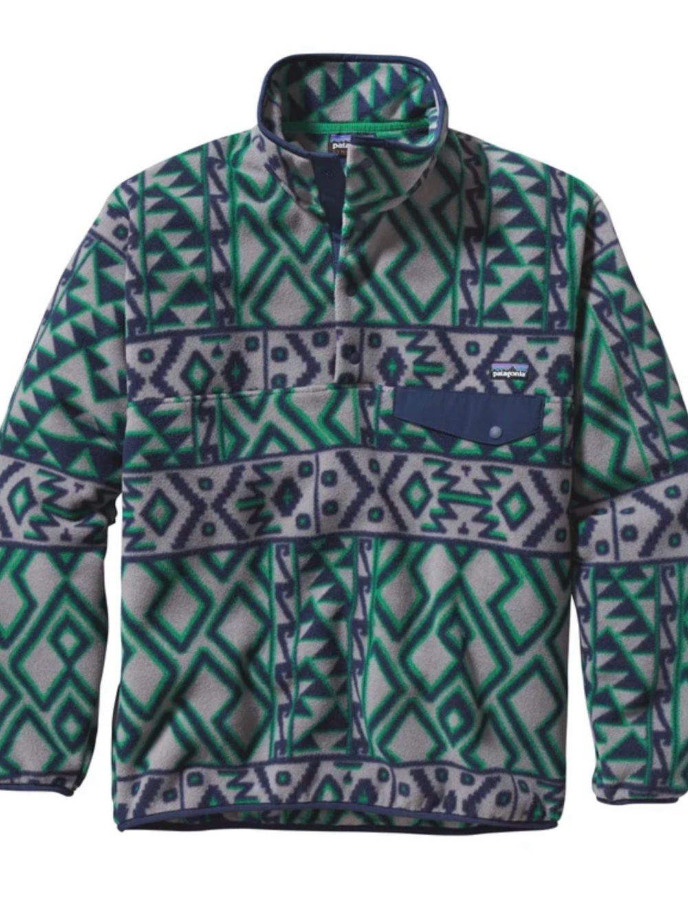 Patagonia Synchilla Snap-T Men’s XS Gray Green Aztec Fleece Pullover